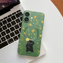 HONTINGA iPhone 16 ile Uyumlu Kılıfı Şeffaf Magsafe Wireless Düşüme Önleyici Basitlik Anti Düşme Kamera Korumali Yaratıcı Desen Silikon Telefon Kılıfı Kadın ve Erkek Için Uygundur K7-1064