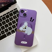 HONTINGA iPhone 13 ile Uyumlu Kılıfı Şeffaf Magsafe Wireless Düşüme Önleyici Basitlik Anti Düşme Kamera Korumali Koala Desen Silikon Telefon Kılıfı Kadın ve Erkek Için Uygundur K7-1066
