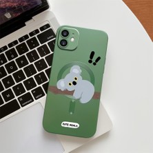 HONTINGA iPhone 12 ile Uyumlu Kılıfı Şeffaf Magsafe Wireless Düşüme Önleyici Basitlik Anti Düşme Kamera Korumali Koala Desen Silikon Telefon Kılıfı Kadın ve Erkek Için Uygundur K7-1066