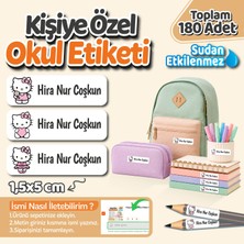 Obibaskı Kişiye Özel Okul Etiket Seti - 180 Adet - Kokusuz Ekolojik Mürekkep Pvc Etiket Sticker-Hello Kitty