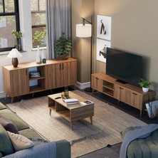 Mezza Set 1583-2072-1622 Exxen (Ahşap Ayaklı) Tv Ünitesi - Orta Sehpa - Konsol Seti Ürgüp Rengi