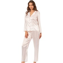 Obje Kadın Ekru Saten Pijama Alt