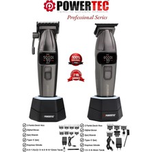 Powertec TR-4646 & TR-2626 Profesyonel Tıraş Makinesi 2'li Set Gri Renkli Kablosuz Kullanım Özelliği ile