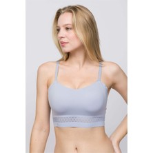 Obje Kadın Mavi Dantelli Lazer Kesim Bralet