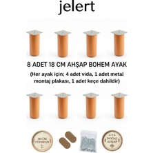Jelert Bohem Masif Gürgen 18 cm Mobilya Yükseltme Ayağı – 8'li, Ceviz - Robot Süpürge Uyumlu 1. Sınıf Gürgen Ağacı, Kanepe Berjer Koltuk Tv Ünitesi Yükseltici Ayak