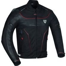 Prosev CE2140 Motosiklet Montu 4 Mevsim Hörgüçlü Maxdura 600-D Dayanıklı Kumaş Deri Motorcu Mont Black