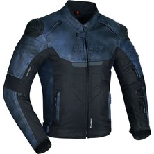 Prosev Falcon Motosiklet Montu 4 Mevsim Maxdura 600-D Dayanıklı Kumaş Deri Motorcu Mont Dark Blue