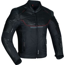 Prosev Falcon Motosiklet Montu 4 Mevsim Maxdura 600-D Dayanıklı Kumaş Deri Motorcu Mont Black