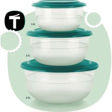 Tupperware Kristalin Saklama ve Servis Kabı 3 Lü Set Yeşil