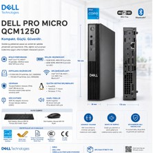 Dell Pro Micro QCM1250 Intel Core I5-14500T 32GB Ram 512GB SSD Freedos Mini Masaüstü Bilgisayar