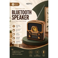 Neffo Retro Bluetooth Hoparlör Radyo | Fm Am Sw Radyo | Bluetooth 5.0 | Tf Kart USB Destekli | Ahşap Nostaljik Tasarım