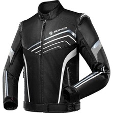 Scoyco JK153 Motosiklet Montu Deri 4 Mevsim Oxford 600-D Dayanıklı Kumaş Motorcu Mont Black