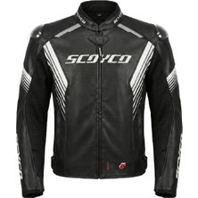 Scoyco JK322 Motosiklet Montu 4 Mevsim Oxford 600-D Dayanıklı Kumaş Deri Motorcu Mont Siyah