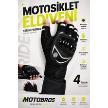 Motobros MW120S Siyah Parmaksız Motosiklet Eldiveni Yazlık Yarım Motorcu Eldiveni Kaydırmaz Tutuculu Ce EN-13594 Sertifikalı