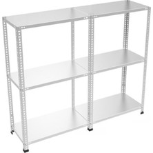Çelik Raf Burada ® 31x120x100 3 Katlı 2 Li Bitişik Galvaniz Raf  Dx51 Kalite