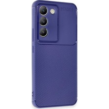 Delixa Vivo V30 Lite 4g Kılıf Auto Focus Karbon Desenli Silikon Kapak Lacivert