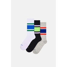 Happy Socks - Çok Renkli 3\'lü Sneaker Çorap Seti