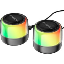 Delixa Borofone Çiftli Rgb Işıklı Kablolu Veya Kablosuz Stereo Speaker Bluetooth Hoparlör Taşınab
