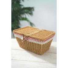 Delixa Digithome Kapaklı Rattan Dantelli Dikdörtgen Sepeti -9T14 U/6
