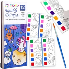 Delixa Animokids Renk Paletli Sulu Kitabı + Fırça, 12 Sayfa Boyama Kitabı, Aktivite Boyama Seti, Çocuk