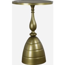 Velora Ee Şık Gold Metal Tasarım Ahşap Tablalı Lüks Luxury Yan Sehpa