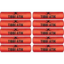 Delixa Tıbbi Atık Torbası Büyük Boy 65X80 cm 300 gr 10 Lu Rulo x 10 Paket = 100 Adet (Kırmızı-Siyah Baskılı