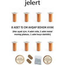 Jelert Bohem Masif Gürgen 15 cm Mobilya Yükseltme Ayağı – 8'li, Ceviz - Robot Süpürge Uyumlu 1. Sınıf Gürgen Ağacı, Kanepe Berjer Koltuk Tv Ünitesi Yükseltici Ayak