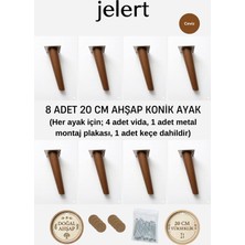 Jelert Konik Masif Gürgen Mobilya Ayağı 20 cm – Metal Montaj Aparatlı, Robot Süpürge Uyumlu Koltuk Kanepe Tv Ünitesi Baza Yükseltme Ayağı (Ceviz), 8'li
