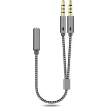 Delixa Kulaklık Mikrofon Ayırıcı Mikrofon Kulaklık Ayırıcı Kablo Örgülü Kualklık Ayırıcı Kablo 25 cm Mikrof