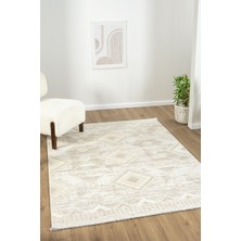 Vitali Home Ventura Beyaz Bej Shaggy Yumuşak Post Peluş Salon Oturma Odası Halısı VNT103