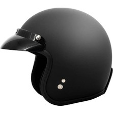 Nikko N313 Mat Siyah Motosiklet Kaskı Chopper Güneş Vizörlü Yarım Açık Motorcu Kask