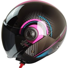 MTS FX101 Pink Women Motosiklet Kaskı Yarım Açık Kadın Motorcu Kask