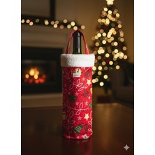 Delixa Kırmızı Desenli Noel Şarap Şişesi Kılıfı – Yılbaşı Hediye Çantası, Şömine Dekoru, Yılbaşı Süsleme