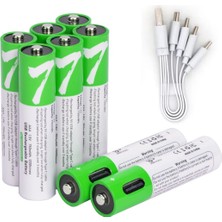 Delixa USB Aaa Lityum Iyon Şarj Edilebilir Pil, 1.5V 750MWH Şarj Edilebilir Aaa Pil, 1 H Hızlı Şarj, C Tipi