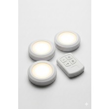 Delixa Kablosuz LED Spot Lamba Seti, Uzaktan Kumandalı, 3'lü Paket, Pilli, Yapışkan Bantlı, Zamanlayıcılı,