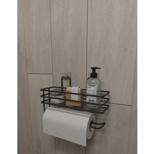 Delixa Yapışkanlı Raflı Kağıt Rulo Havluluk Peçetelik Havlu Kağıltlık Siyah Banyo Mutfak Düzenl