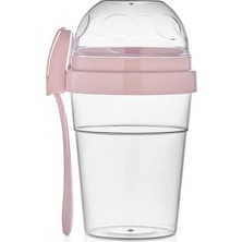 Delixa Bölmeli Yoğurt Saklama Kabı, 600ML + 200ML, Pembe, Diyet ve Sağlıklı Beslenme Için Taşınabilir Kapak
