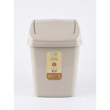 Polytime Mini Sallanır Kapak Ofis Banyo Mutfak Çöp Kutusu Kovası / 2,5 Litre / Krem / 24X12X16 Cm.