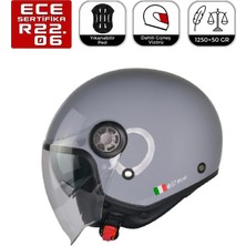 FR612 Gri Motosiklet Kaskı Güneş Vizörlü Yarım Açık Motorcu Kask