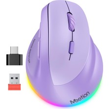 Delixa Meetıon Ergonomik Fare, Kablosuz Dikey Fare Rgb Arkadan Aydınlatmalı Şarj Edilebilir Fare, Bluetooth