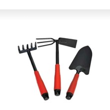 Delixa Bahçe El Aletleri Seti, 30 cm Kürek, Tırmık ve Çapa, Kırmızı-Siyah, 3 Parça