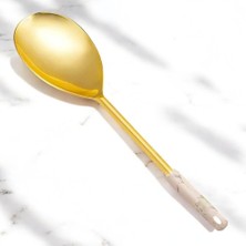 Delixa Mermer Desenli Gold Servis Kaşığı, 304 Kalite 18/10 Paslanmaz Çelik, Sunum Masa Sofra Yemek Servis K