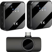 Delixa Kablosuz Yaka Mikrofonu Çift Mikrofon iPhone 15 16 17 ile Uyumlu Type-C Portlu Telefon Pc
