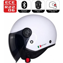 FR612 Italy Motosiklet Kaskı Güneş Vizörlü Yarım Açık Motorcu Kask