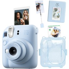 Delixa Mini 12 Fotoğraf Makinesi-10'lu Film-Kıskaçlı Stand-Pvc Albüm ve Simli Pleksi Kılıf Seti (Mav