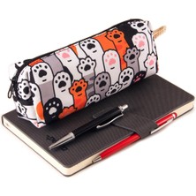 Delixa Kedi Köpek Patisi Desenli Renkli Kalemlik Fermuarlı Makyaj Çantası