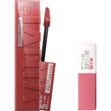 Delixa Maybelline New York Super Stay Vinyl Ink Uzun Süre Kalıcı Likit Parlak Ruj 35 Cheeky  Mini Super St