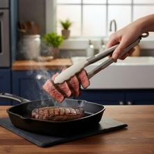Delixa Mutfak Maşası Yemek Izgara Salata Barbekü Kızartma Maşası, Isıya Dayanıklı Paslanmaz Çelik S
