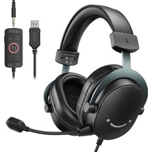 Delixa 3,5 mm Ses Jaklı Oyun USB Kulaklığı, 7.1 Surround Ses, Çıkarılabilir Mikrofon, Ses Kontrolü,