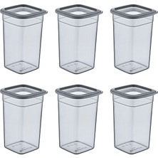 Delixa 6'lı Set Skali Kare Saklama Kabı Antrasit 1440 ml